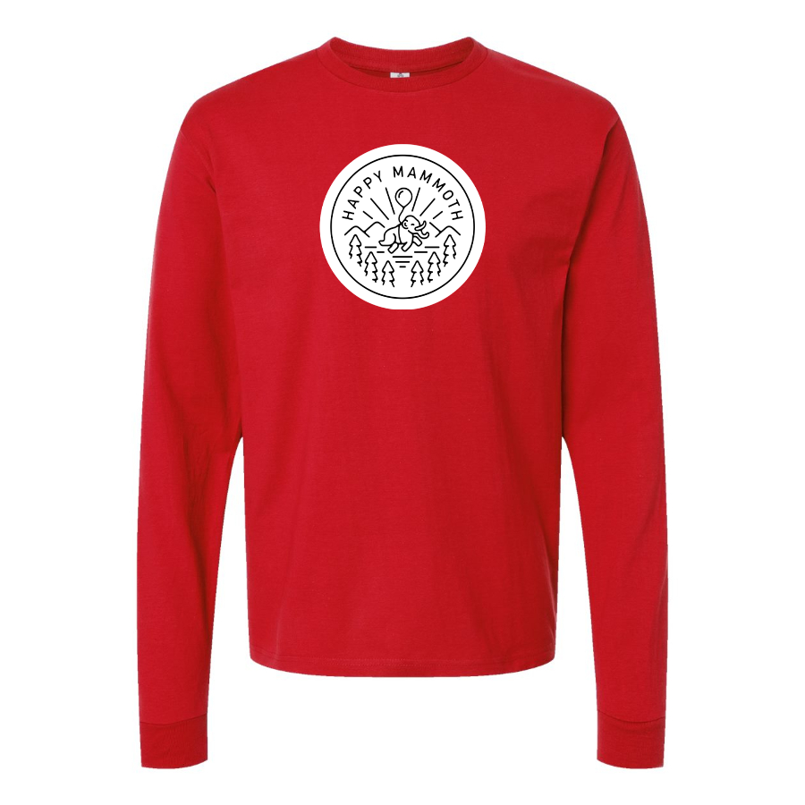 Men's Happy Mammoth Logo Cotton Long Sleeve T-Shirt