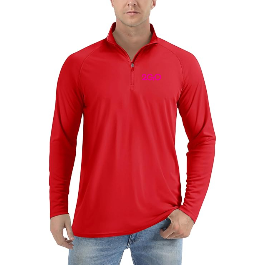 Men's 2GO Logo Lightweight Quarter-Zip Athletic Shirt Long Sleeve Performance Wear