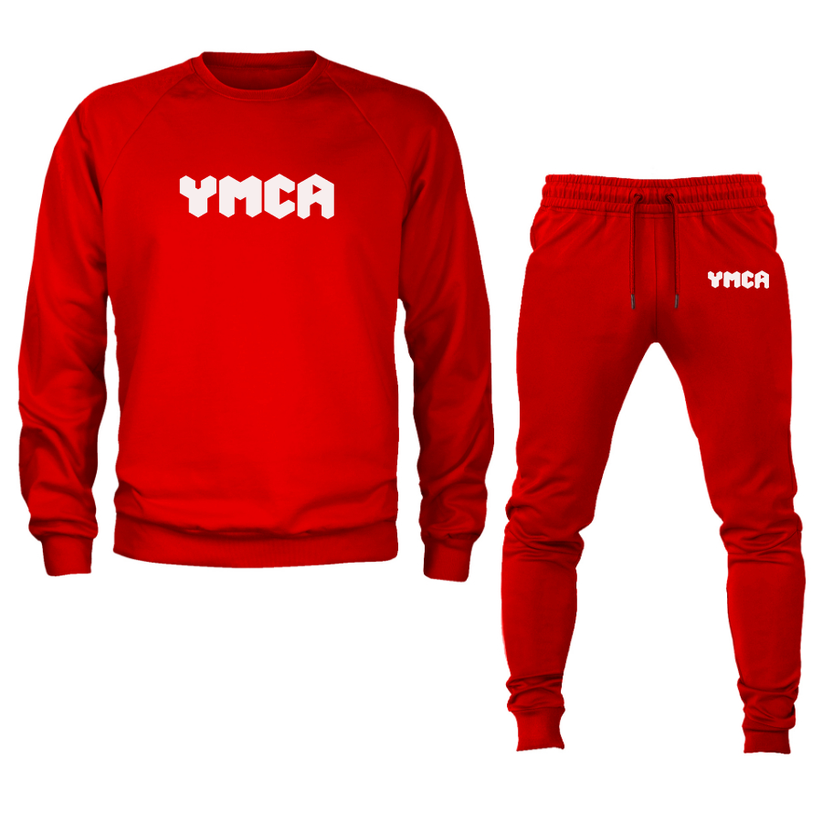 Men's YMCA Mauve Crewneck Sweatshirt Joggers Suit