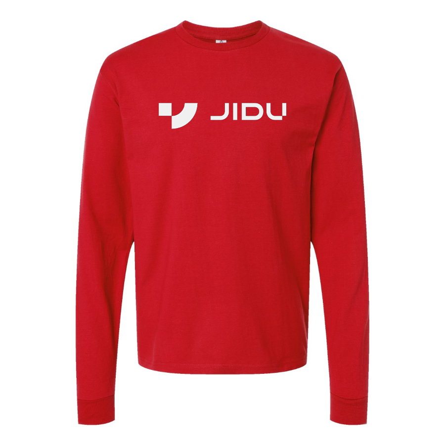 Men's Jidu Logo Cotton Long Sleeve T-Shirt