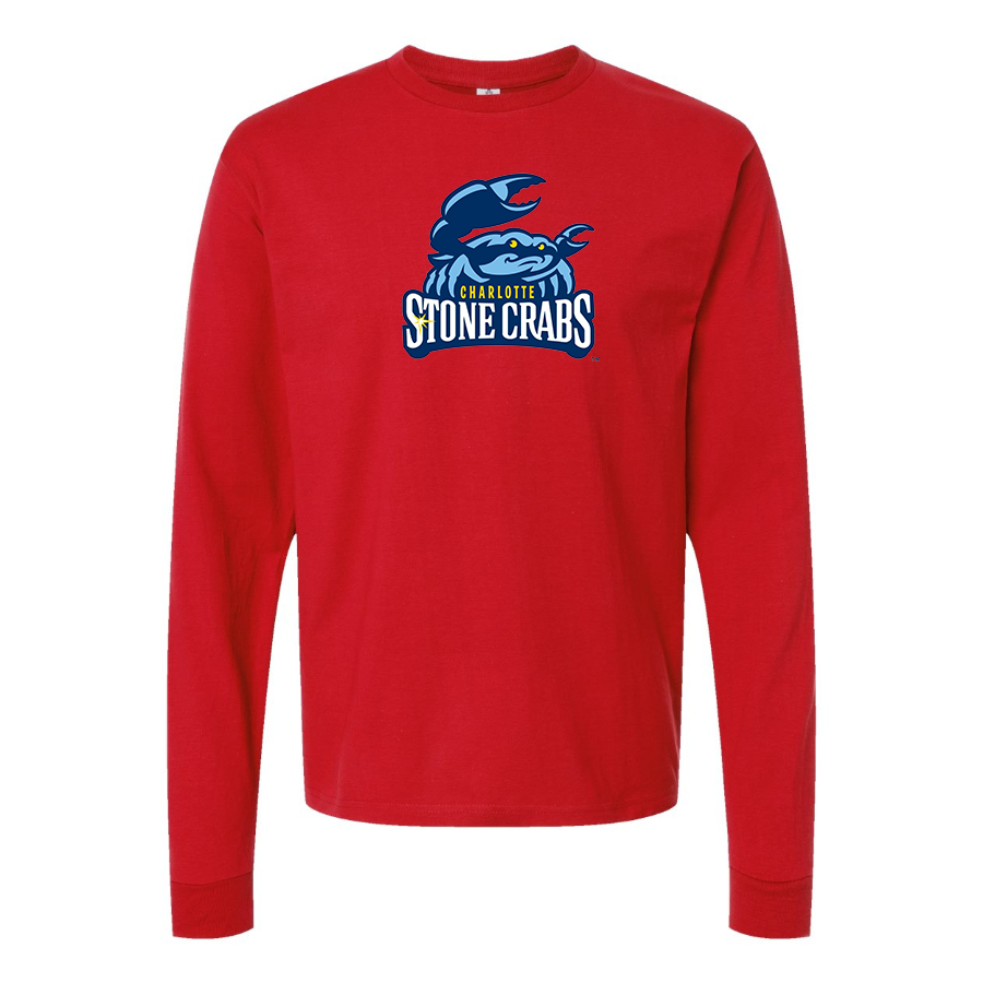 Men's Charlotte Stone Crabs Logo Cotton Long Sleeve T-Shirt