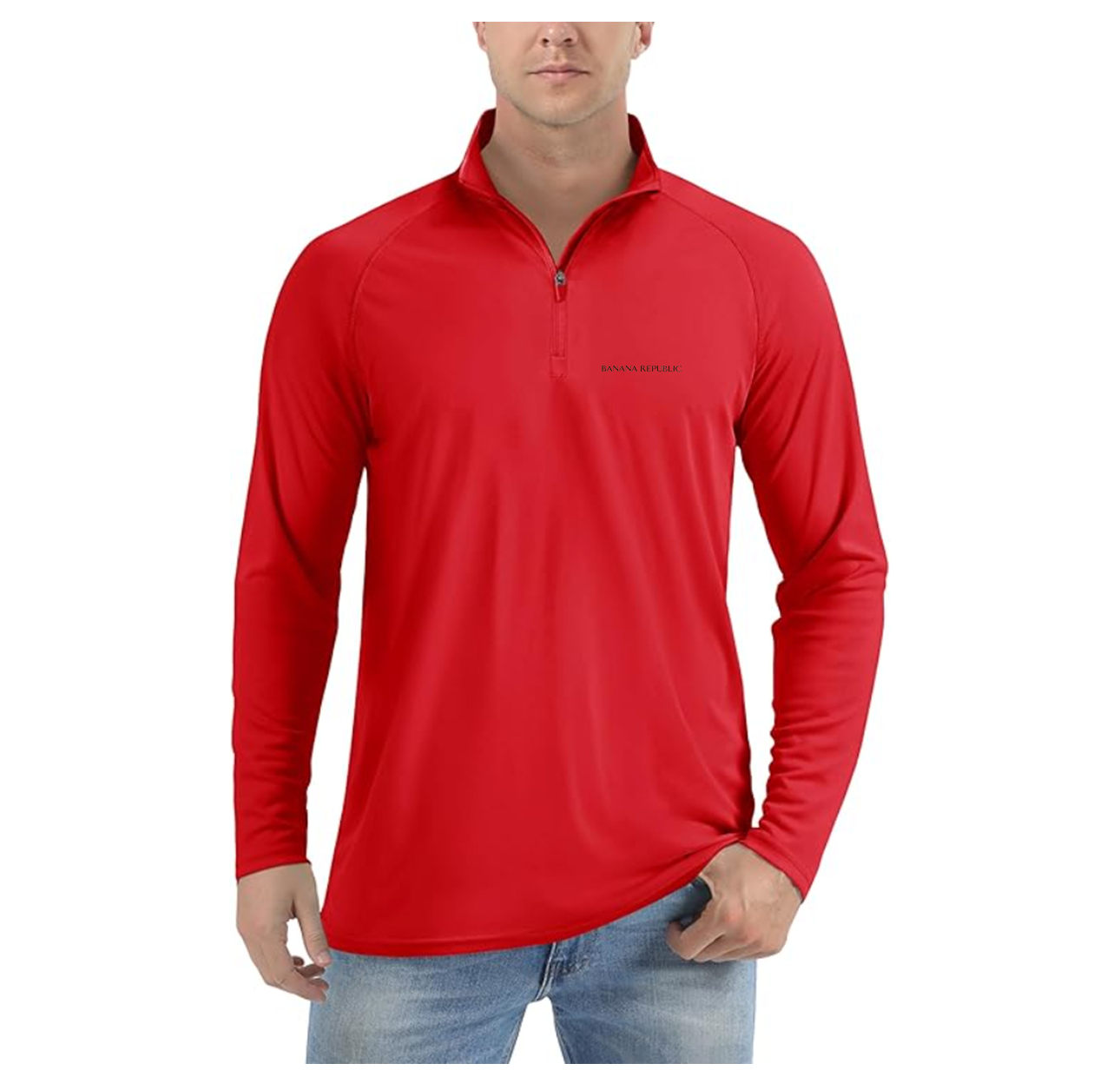Men's Banana Republic Lightweight Quarter-Zip Athletic Shirt Long Sleeve Performance Wear