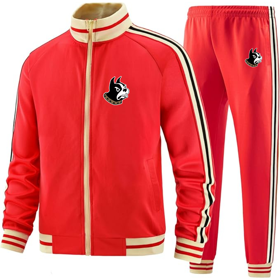 Men's Woffrd Terriers Two Piece Designer Tracksuit with Bold Striped Accents and Zippered Front Elevated Athletic