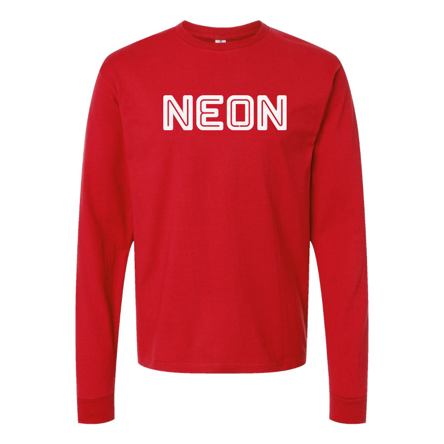 Men's Neon Logo Cotton Long Sleeve T-Shirt