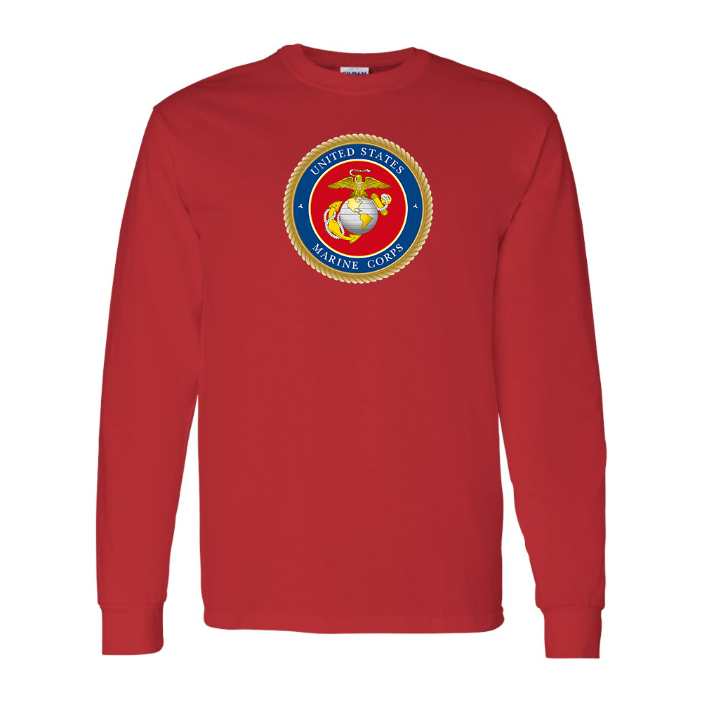 Men's USMC Emblem Gildan Heavy Cotton Long Sleeve T-Shirt