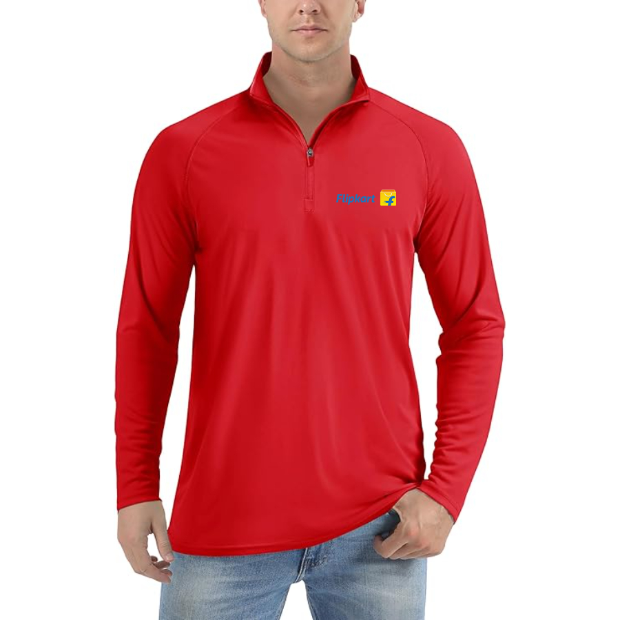 Men's Flipkart Lightweight Quarter-Zip Athletic Shirt Long Sleeve Performance Wear