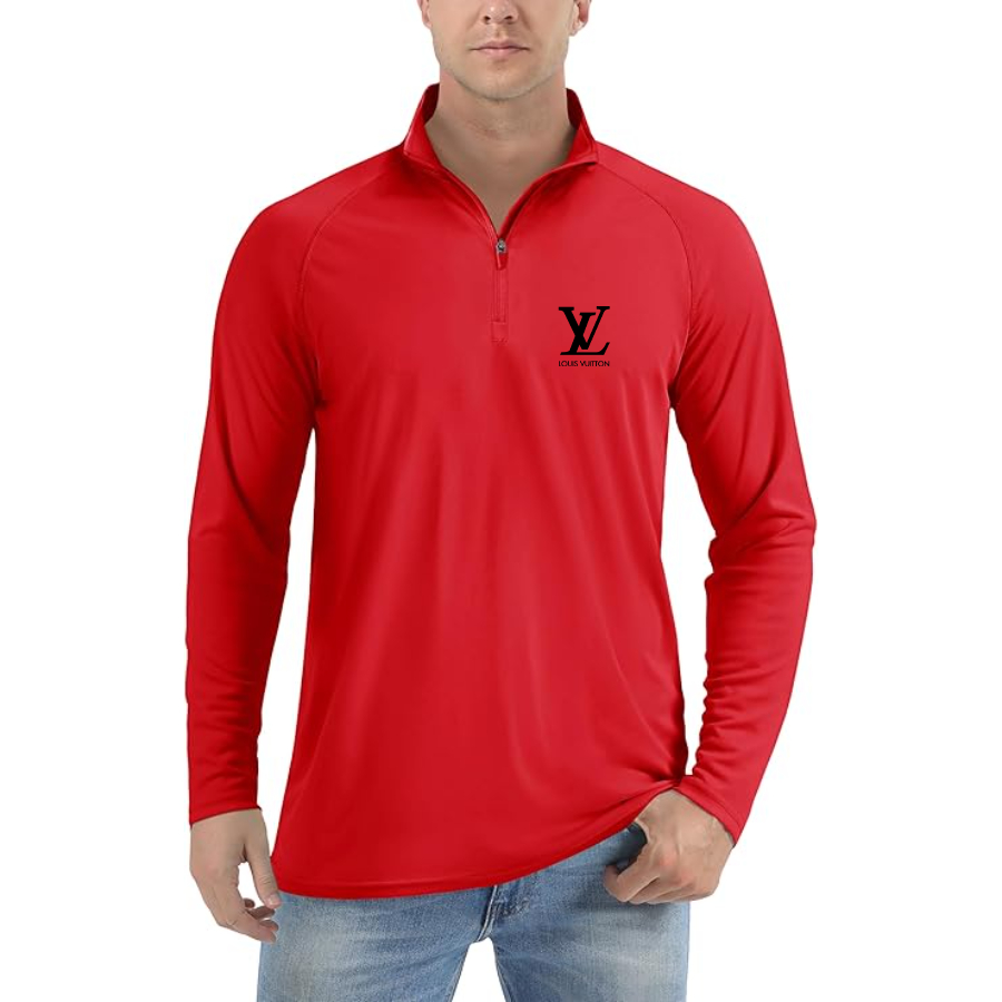 Men's Louis Vuitton Lightweight Quarter-Zip Athletic Shirt Long Sleeve Performance Wear