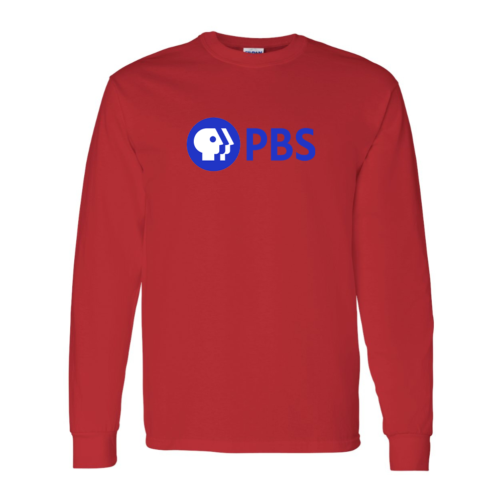 Men's PBS Blue Gildan Heavy Cotton Long Sleeve T-Shirt