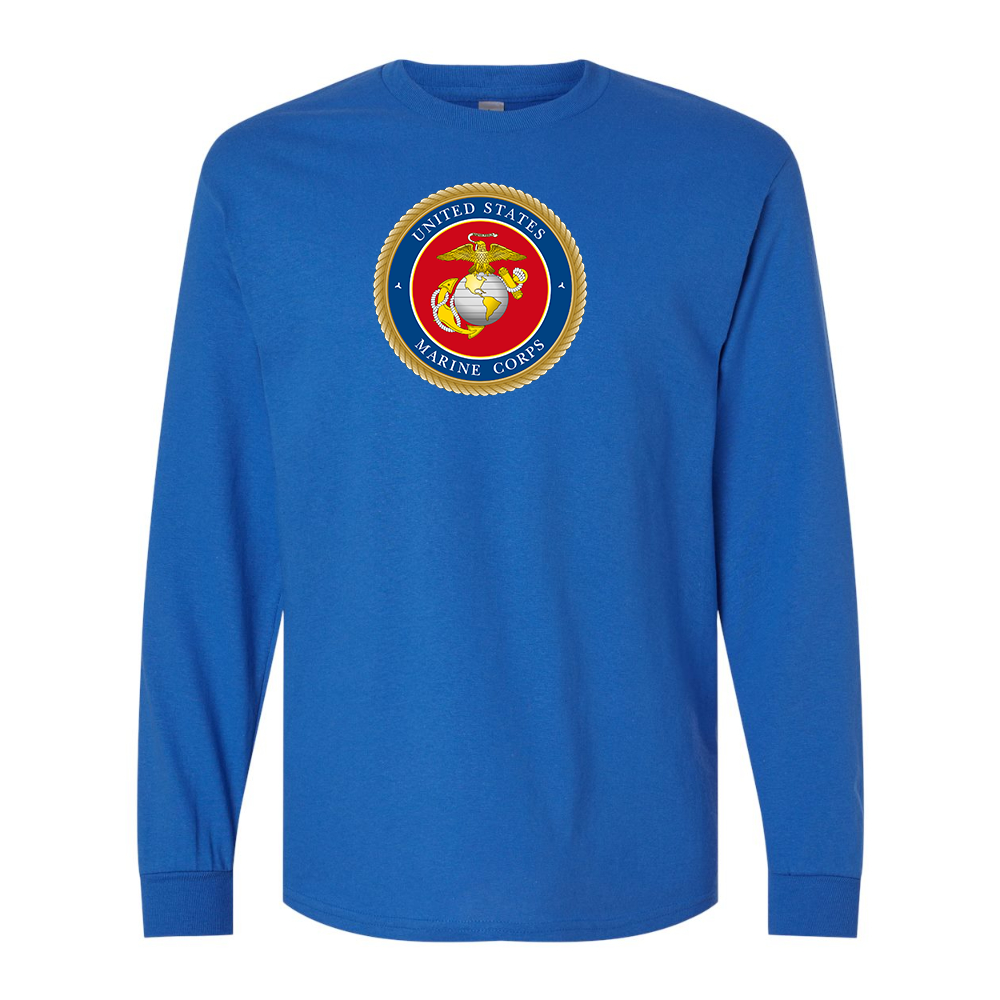 Men's USMC Emblem Gildan Heavy Cotton Long Sleeve T-Shirt