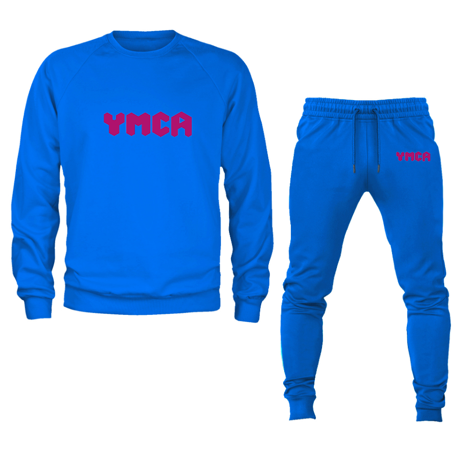Men's YMCA Mauve Crewneck Sweatshirt Joggers Suit
