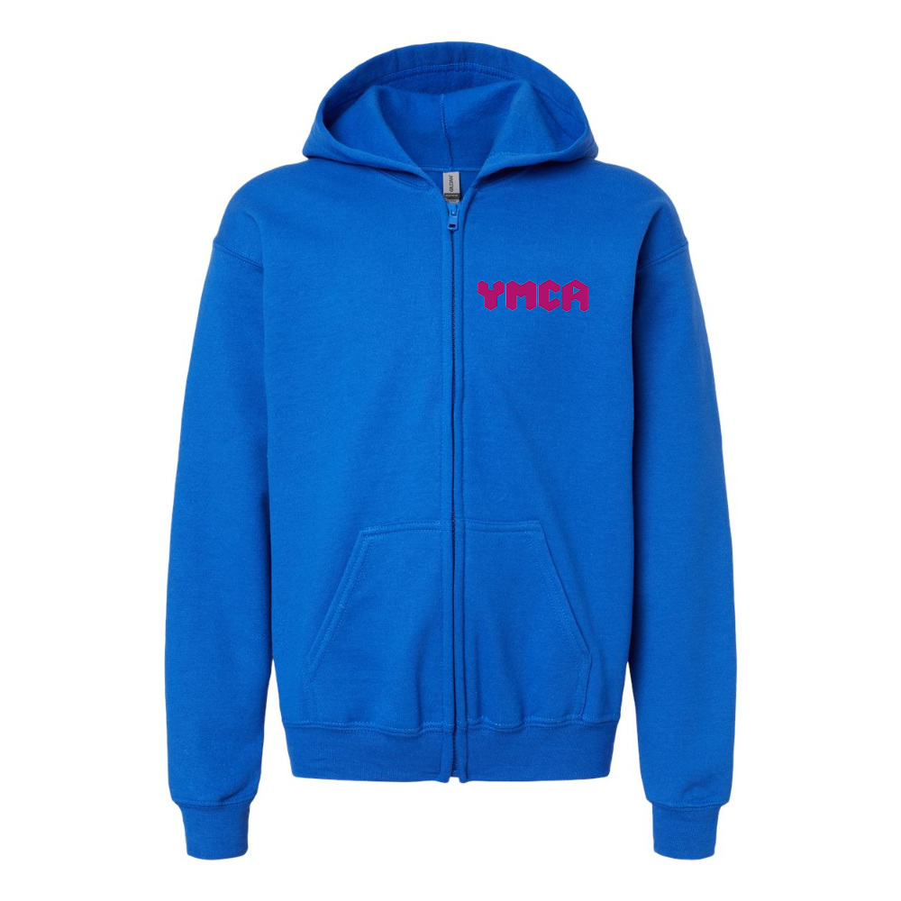 Youth YMCA Mauve Gildan Heavy Blend Full Zip Hooded Sweatshirt