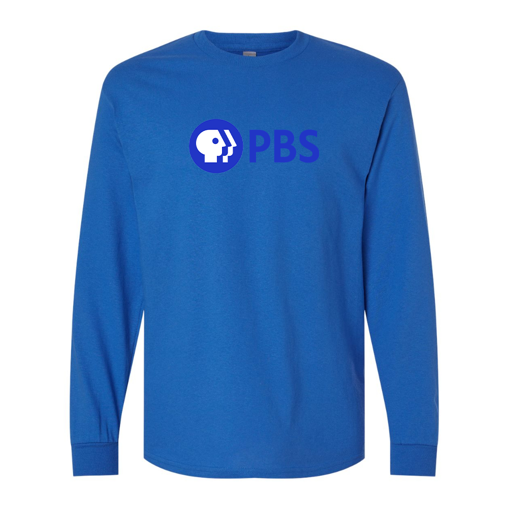 Men's PBS Blue Gildan Heavy Cotton Long Sleeve T-Shirt