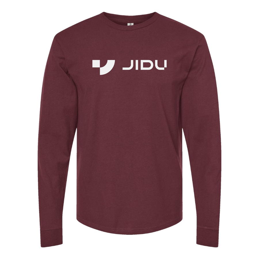 Men's Jidu Logo Cotton Long Sleeve T-Shirt