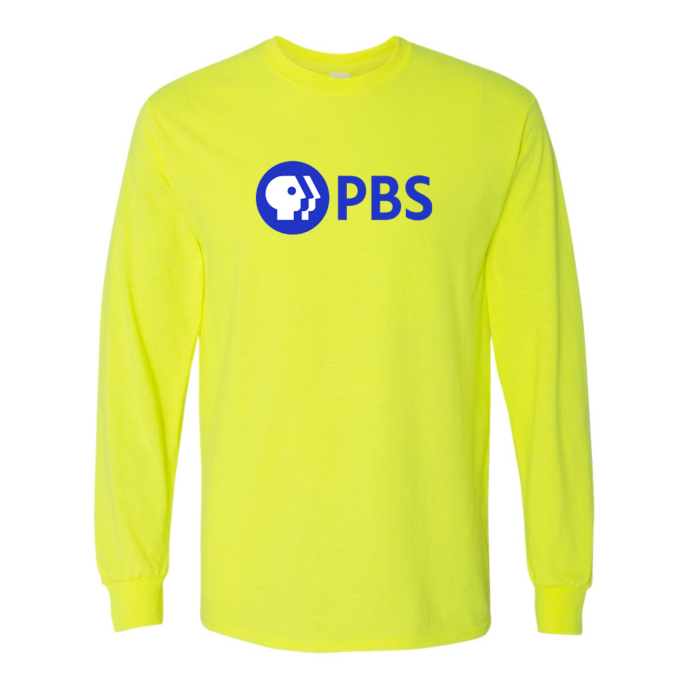 Men's PBS Blue Gildan Heavy Cotton Long Sleeve T-Shirt
