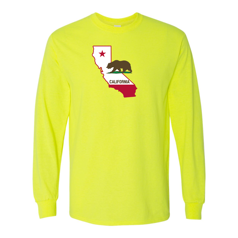 Men's California Bear Map Gildan Heavy Cotton Long Sleeve T-Shirt