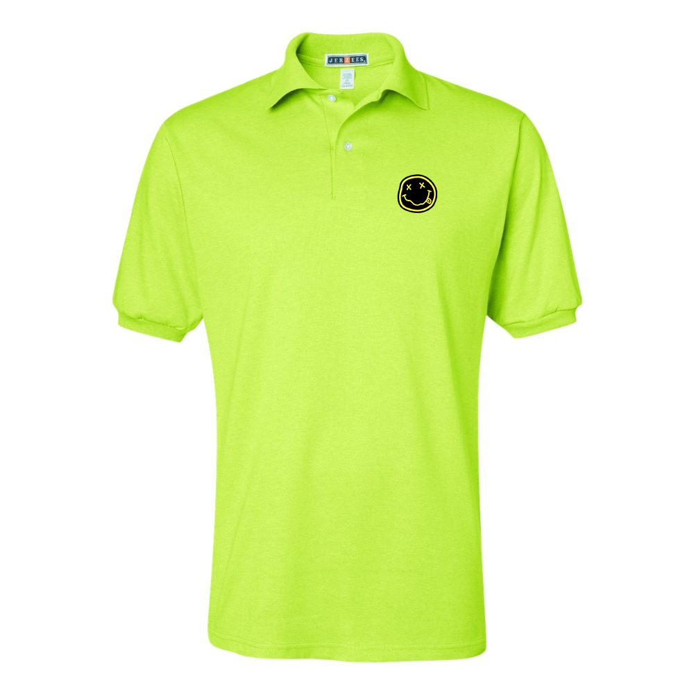 Men's Nirvana Yellow and Black Face JERZEES SpotShield polo