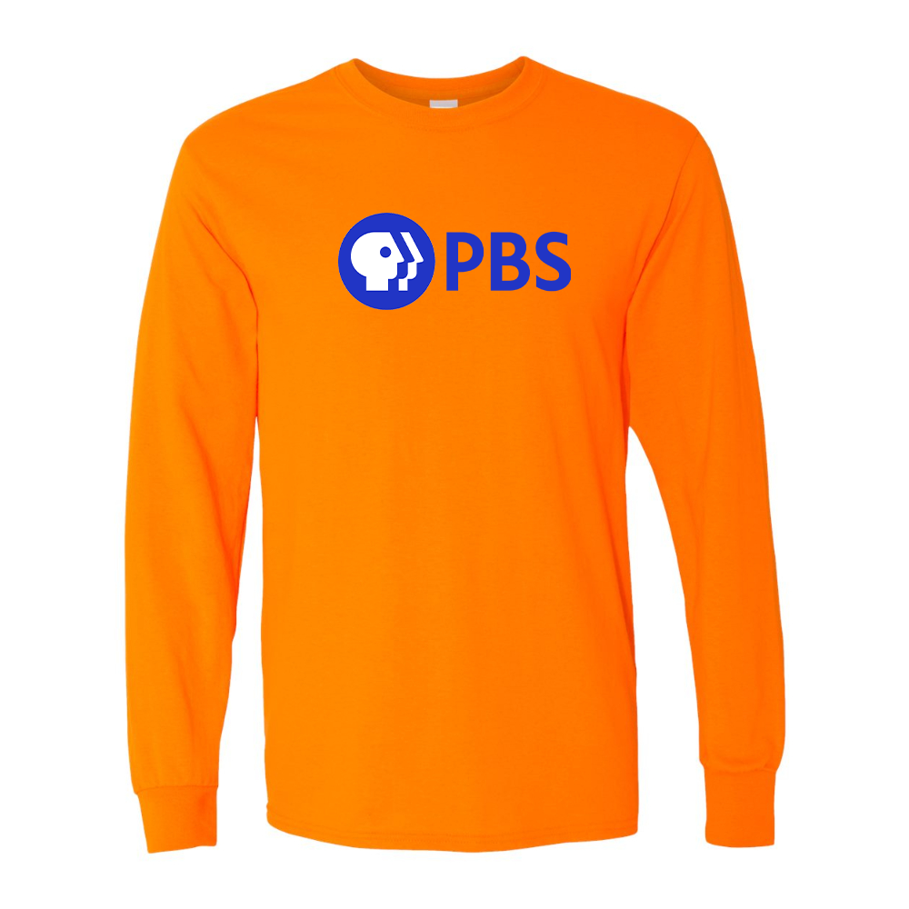 Men's PBS Blue Gildan Heavy Cotton Long Sleeve T-Shirt