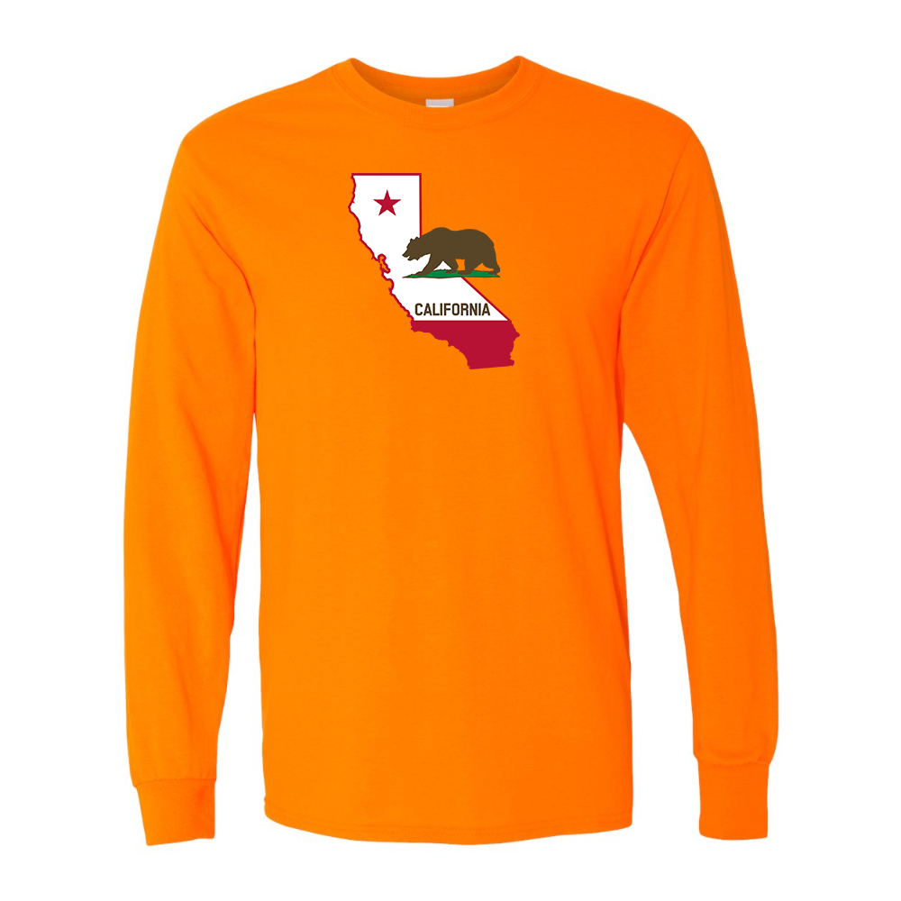 Men's California Bear Map Gildan Heavy Cotton Long Sleeve T-Shirt