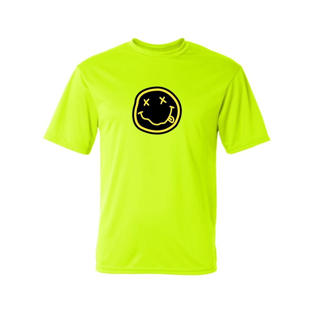 Men's Nirvana Yellow and Black Face Performance T-Shirt