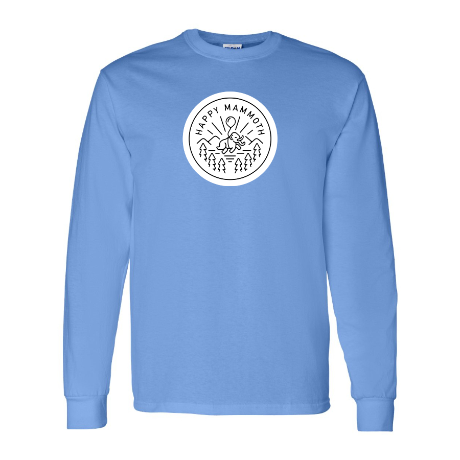 Men's Happy Mammoth Logo Cotton Long Sleeve T-Shirt