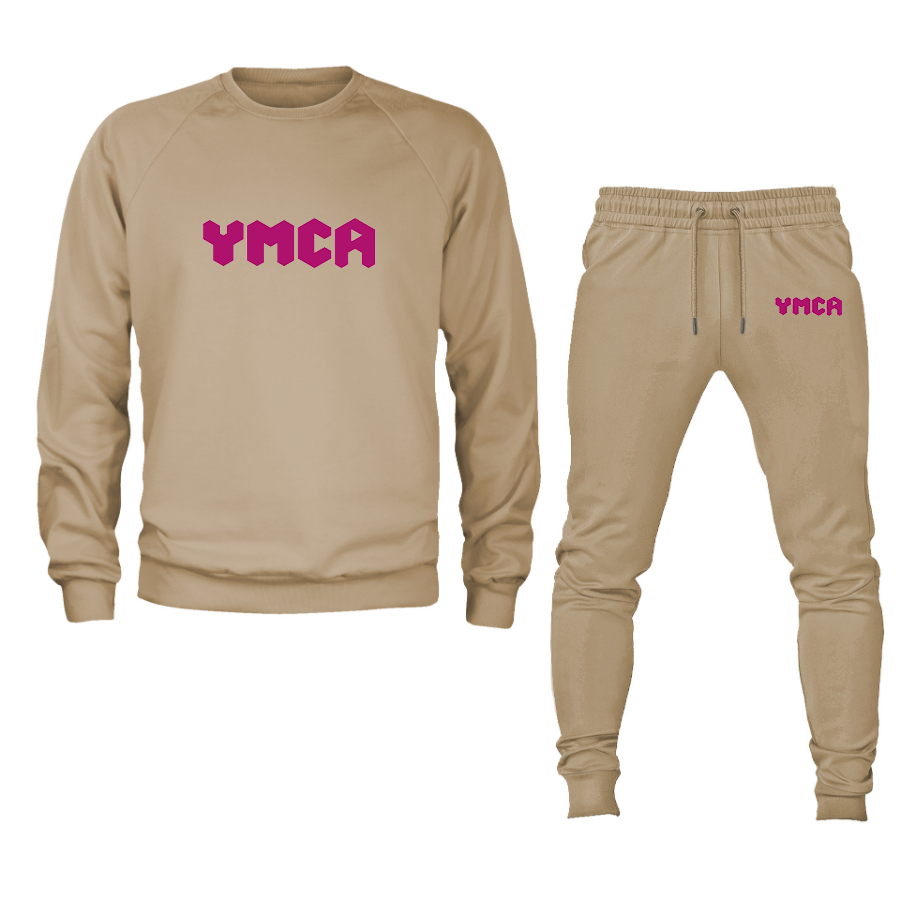 Men's YMCA Mauve Crewneck Sweatshirt Joggers Suit