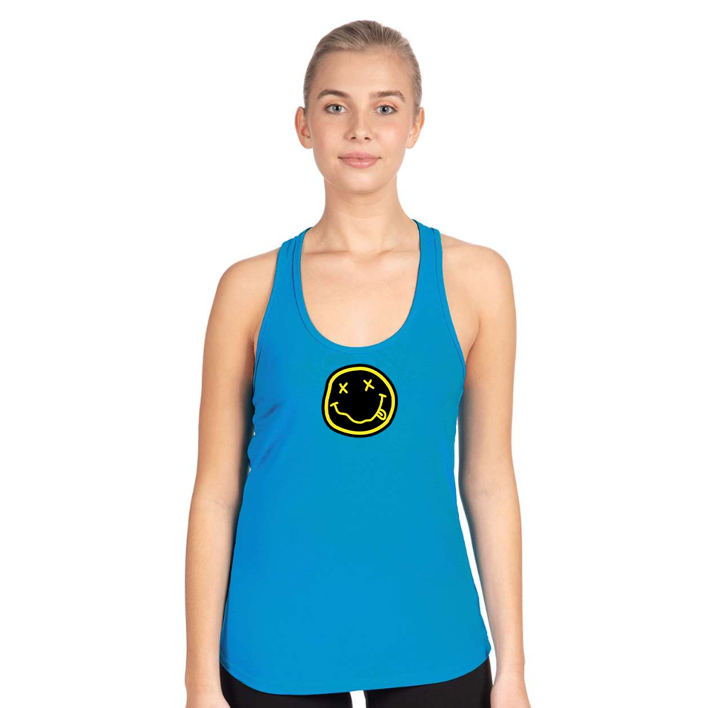 Women's Nirvana Yellow and Black Face Next Level Ideal Racerback Tank
