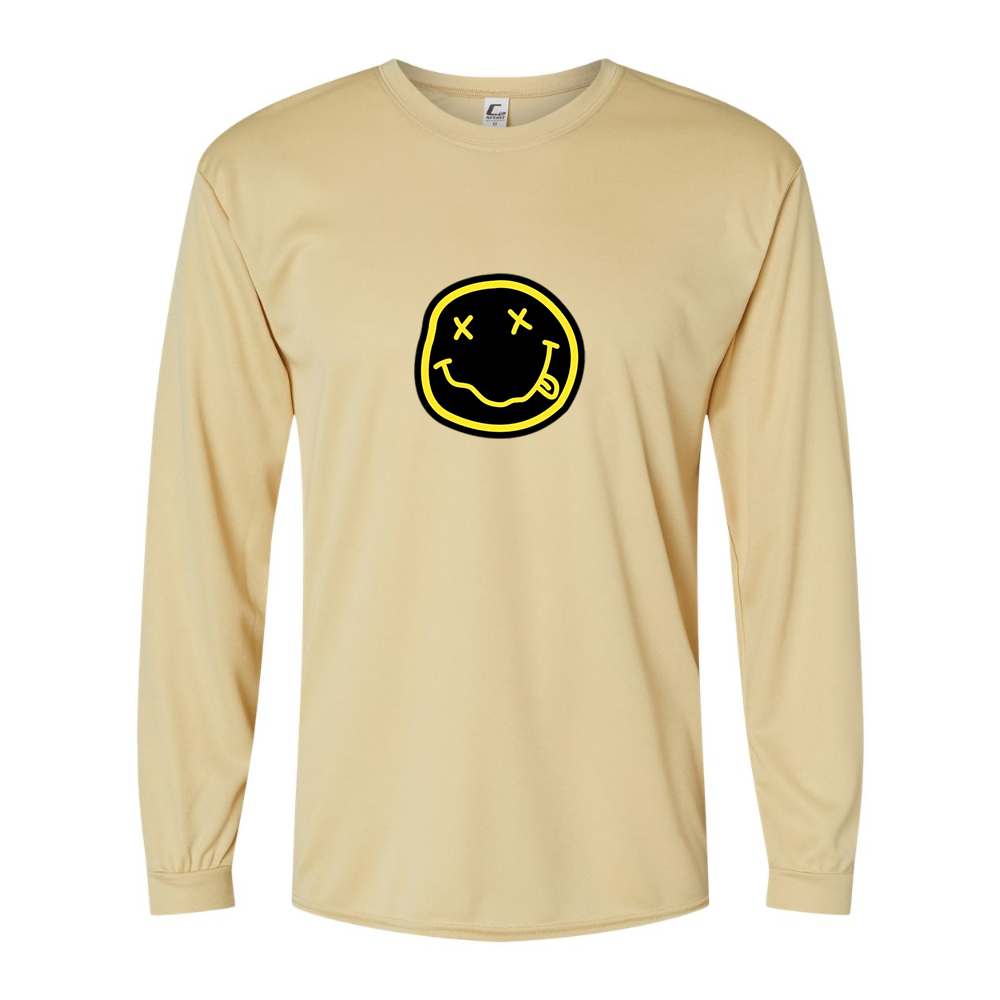 Men's Nirvana Yellow and Black Face Performance Long Sleeve T-Shirt