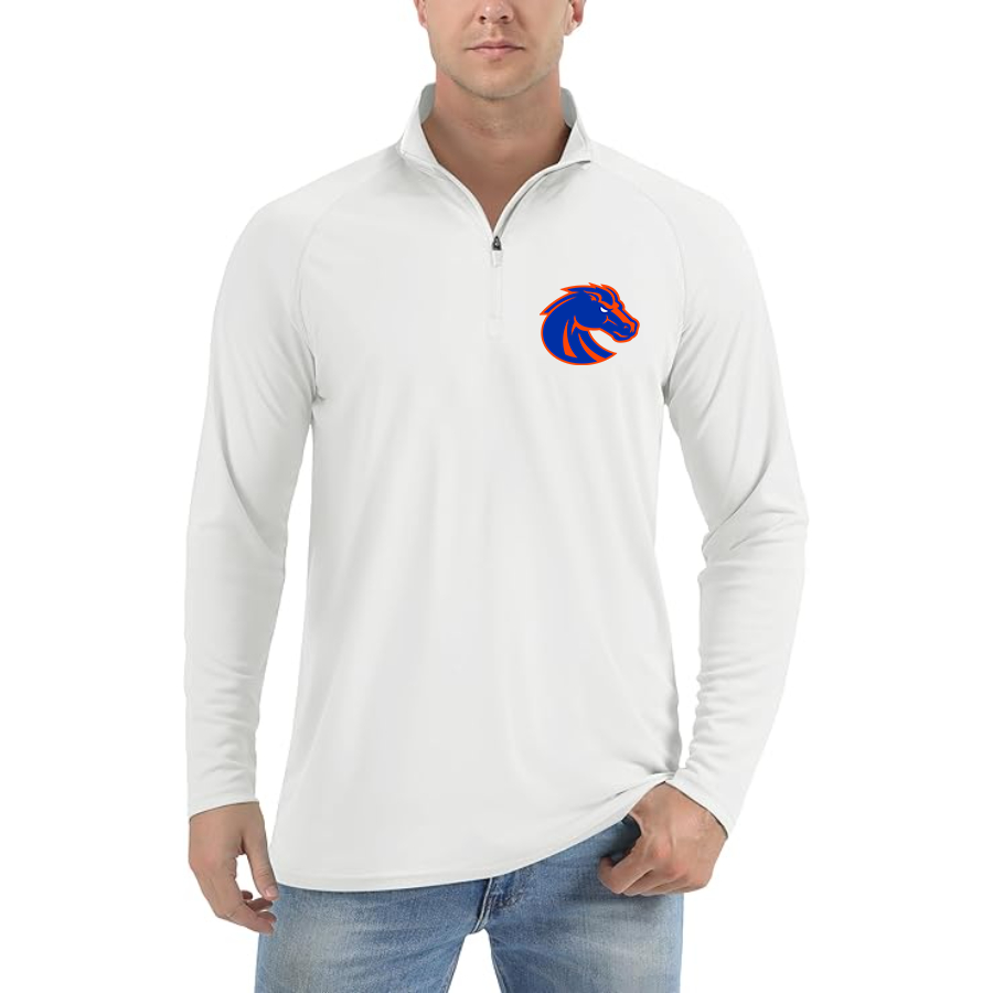 Men's Boise State Broncos Lightweight Quarter-Zip Athletic Shirt Long Sleeve Performance Wear