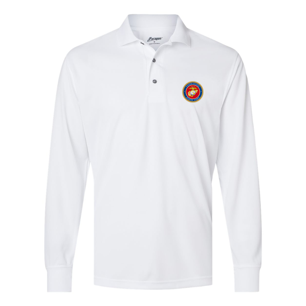 Men's USMC Emblem Paragon Prescott Long Sleeve Polo