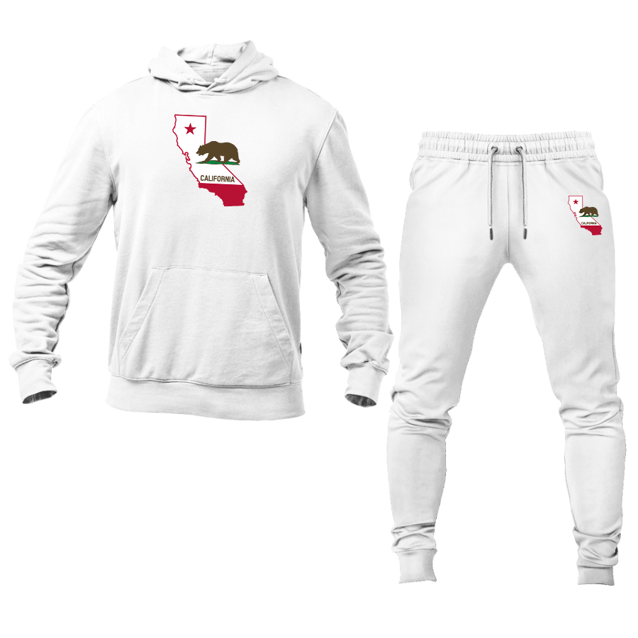Men's California Bear Map Hoodie Joggers Set