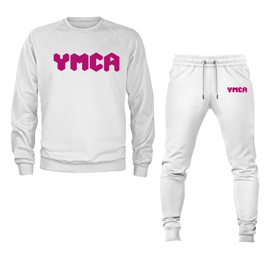 Men's YMCA Mauve Crewneck Sweatshirt Joggers Suit