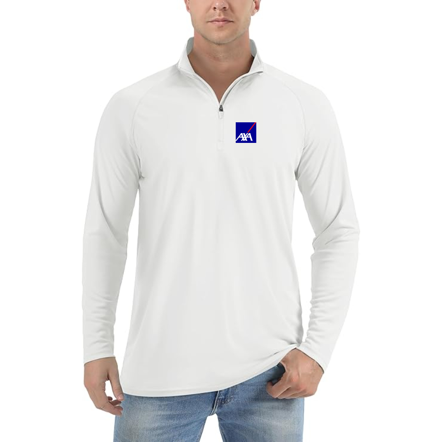 Men's Axa Logo Lightweight Quarter-Zip Athletic Shirt Long Sleeve Performance Wear