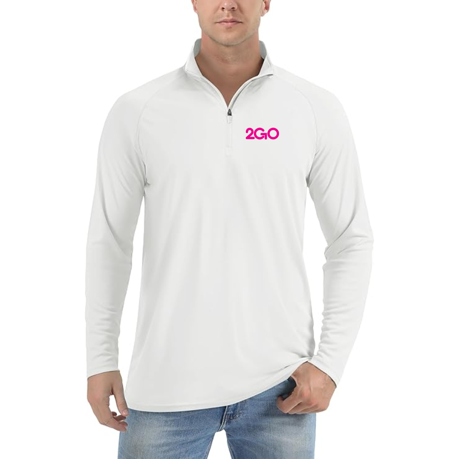 Men's 2GO Logo Lightweight Quarter-Zip Athletic Shirt Long Sleeve Performance Wear