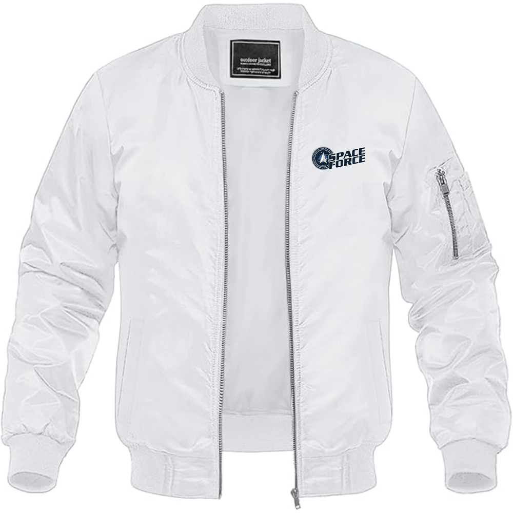 Men's Space Force Lightweight Bomber Jacket Windbreaker Softshell Varsity Jacket Coat
