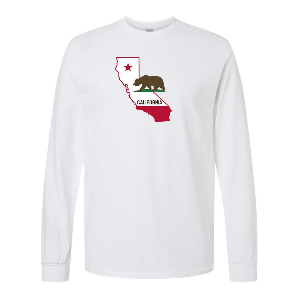 Men's California Bear Map Gildan Heavy Cotton Long Sleeve T-Shirt