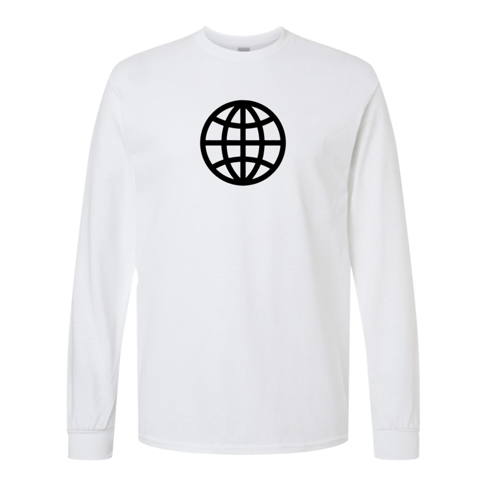 Men's Internet Globe Gildan Heavy Cotton Long Sleeve T-Shirt