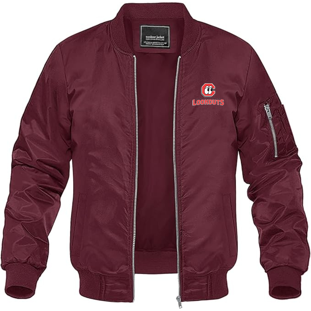 Men's Chattanooga Lookouts Logo Lightweight Bomber Jacket Windbreaker Softshell Varsity Jacket Coat