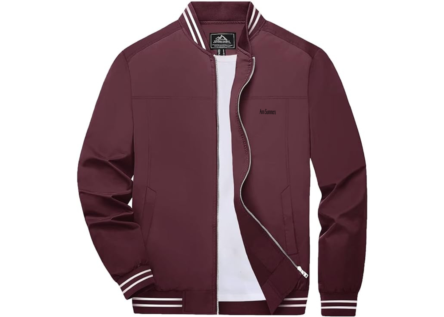 Men's Ann Summers Lightweight Zip-Up Bomber Jacket with Ribbed Collar and Cuffs Versatile Casual Outerwear
