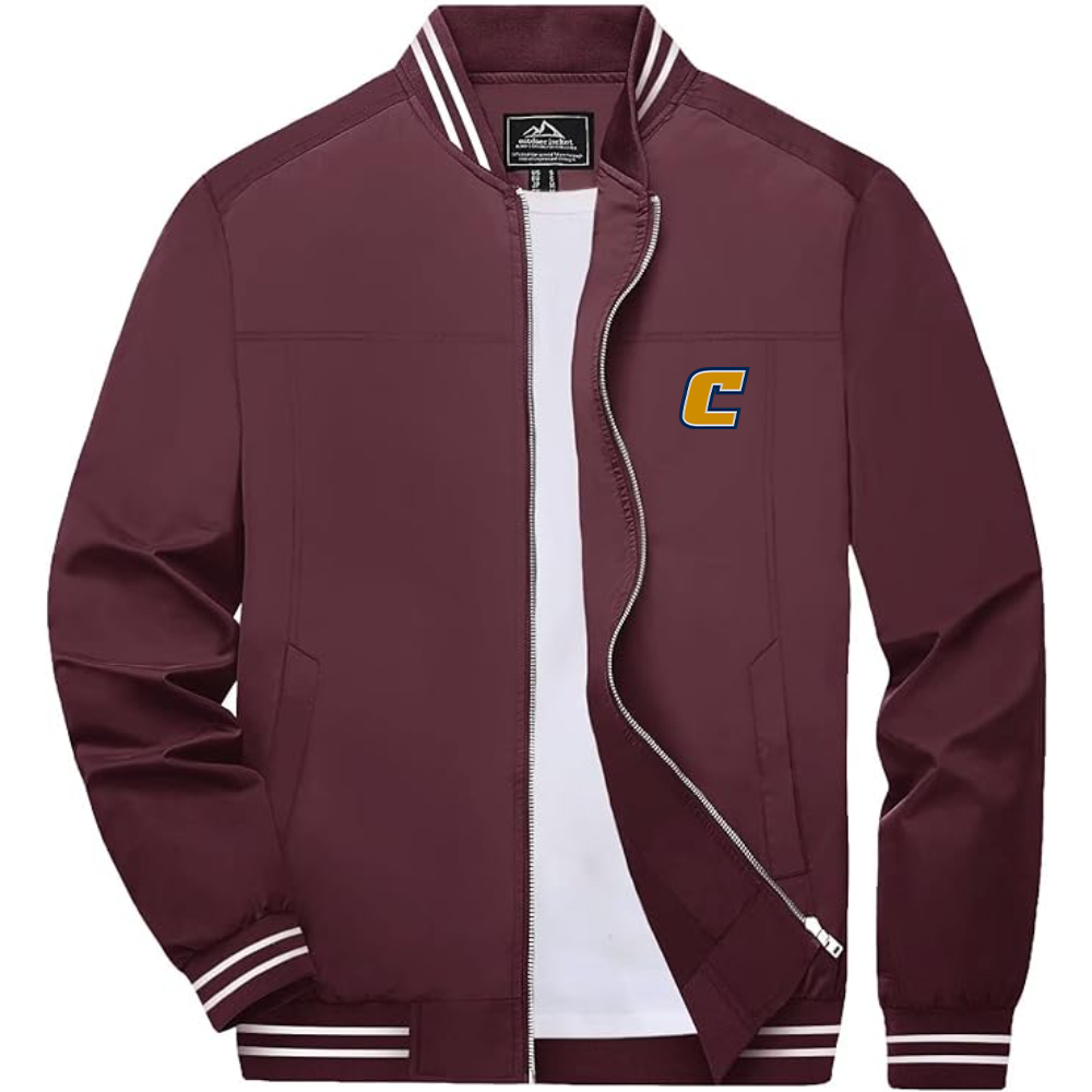 Men's Chattanooga Mocs Lightweight Zip-Up Bomber Jacket with Ribbed Collar and Cuffs Versatile Casual Outerwear
