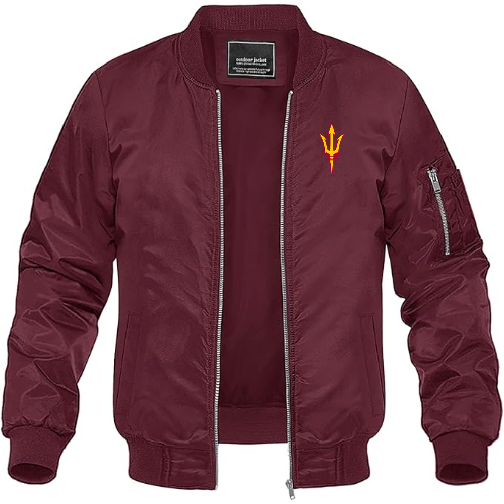 Men's Arizona State Sun Devils Lightweight Bomber Jacket Windbreaker Softshell Varsity Jacket Coat