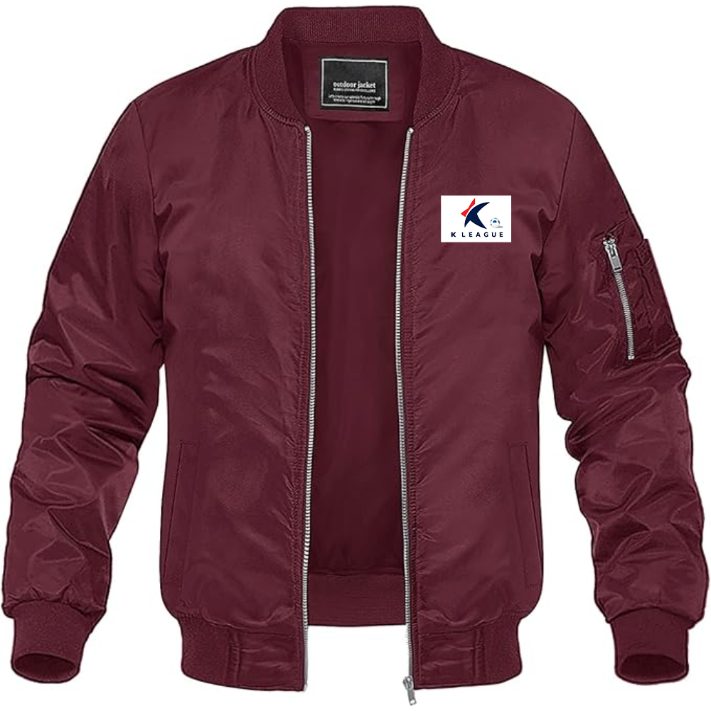 Men's K League Logo Lightweight Bomber Jacket Windbreaker Softshell Varsity Jacket Coat