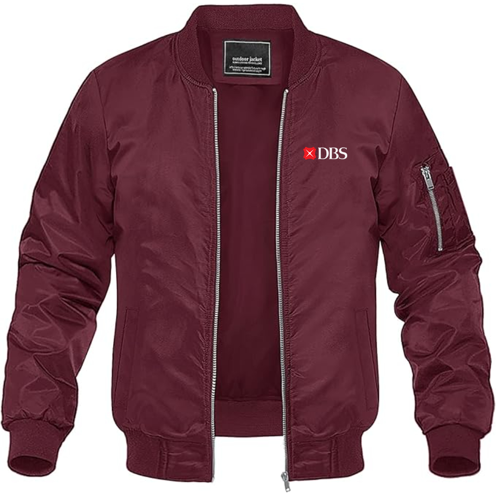 Men's DBS Bank Logo Lightweight Bomber Jacket Windbreaker Softshell Varsity Jacket Coat