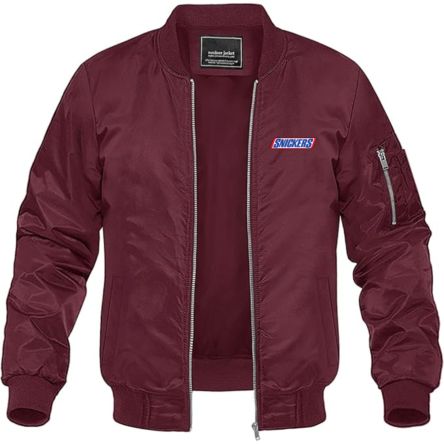 Men's Snickers Logo Lightweight Bomber Jacket Windbreaker Softshell Varsity Jacket Coat