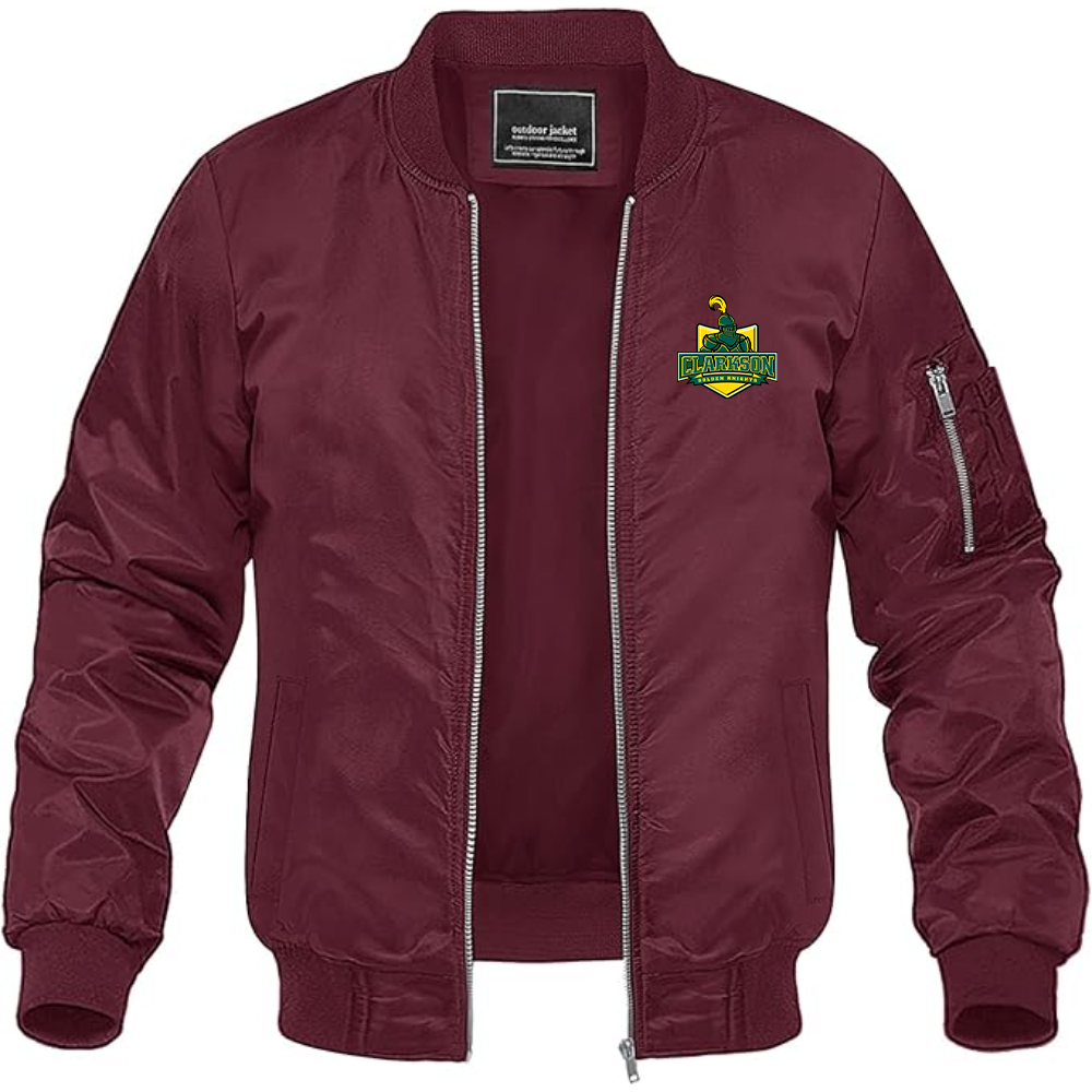 Men's Clarkson Golden Knights Lightweight Bomber Jacket Windbreaker Softshell Varsity Jacket Coat