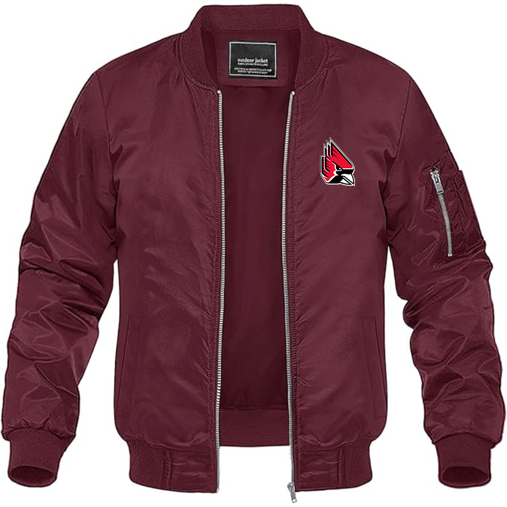 Men's Ball State Cardinals Lightweight Bomber Jacket Windbreaker Softshell Varsity Jacket Coat