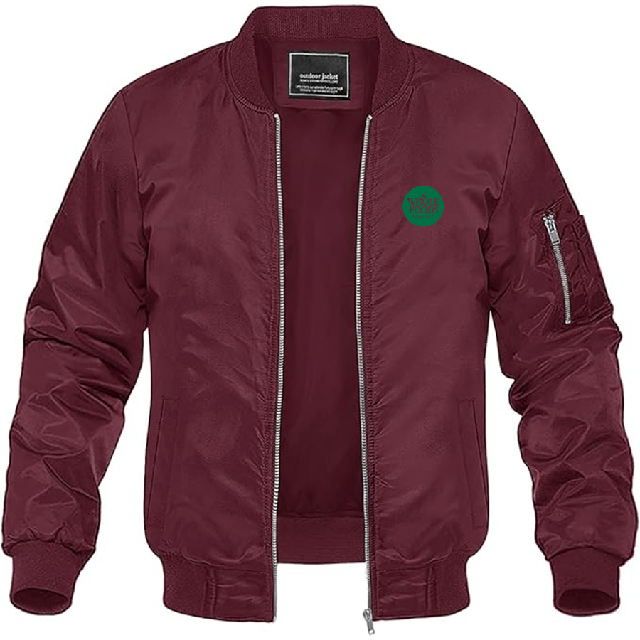 Men's Whole Foods Market Lightweight Bomber Jacket Windbreaker Softshell Varsity Jacket Coat