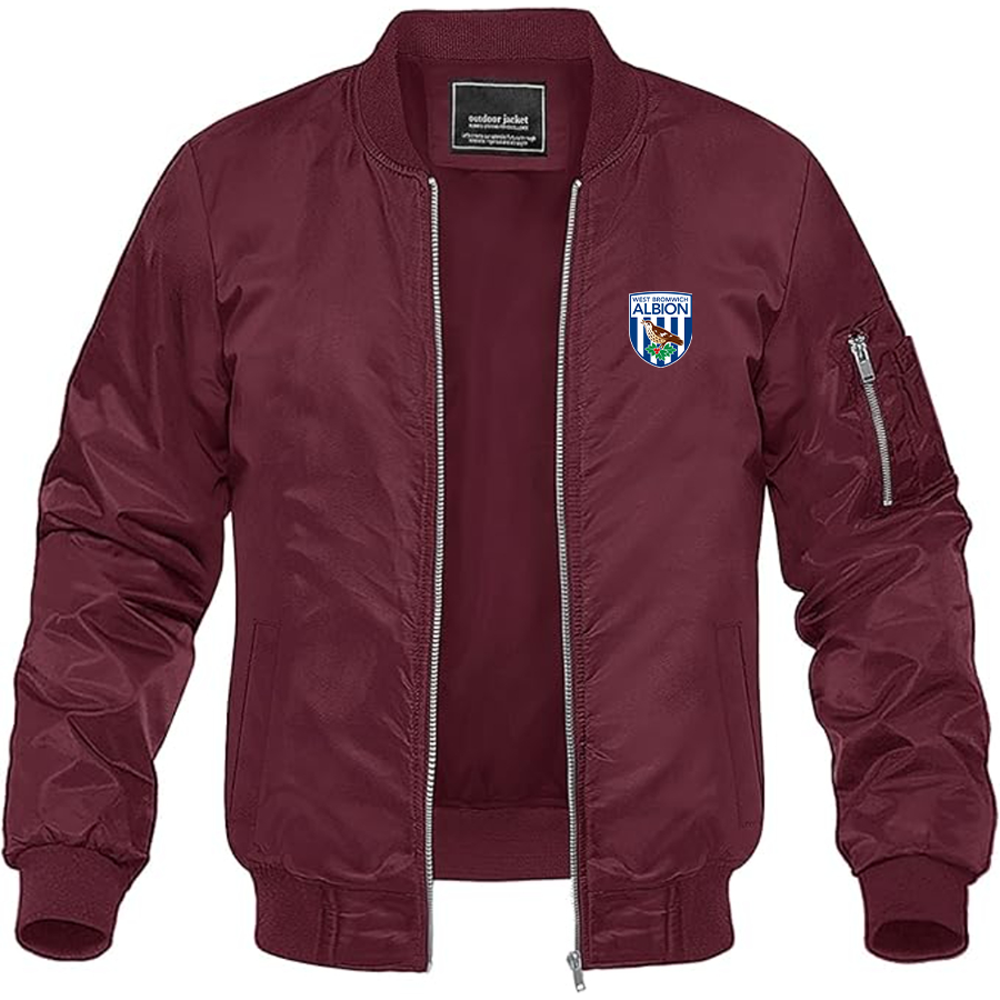 Men's West Bromwich Albion Soccer Lightweight Bomber Jacket Windbreaker Softshell Varsity Jacket Coat