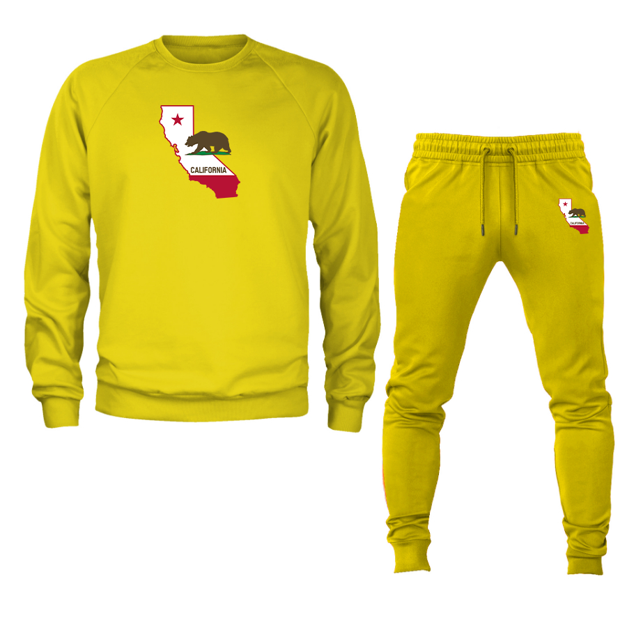Men's California Bear Map Crewneck Sweatshirt Joggers Suit