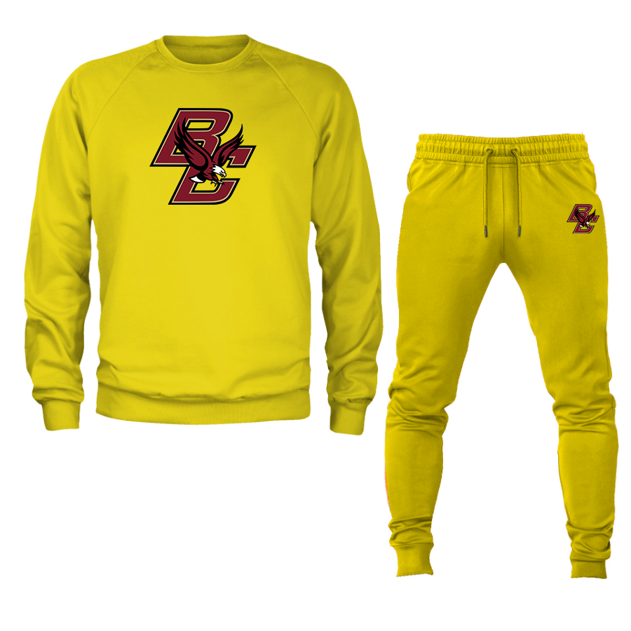 Men's Boston College Eagles Crewneck Sweatshirt Joggers Suit