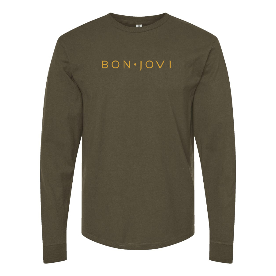 Men's Bon Jovi Logo Cotton Long Sleeve T-Shirt